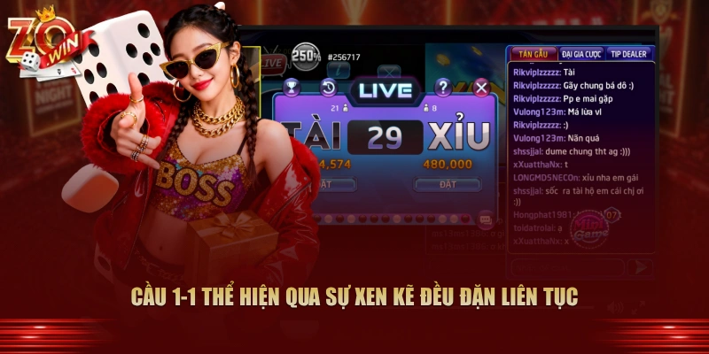 Cầu 1-1 thể hiện qua sự xen kẽ đều đặn liên tục